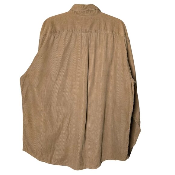 Vintage John Ashford Mens XXL Corduroy Long Sleeve Button-Down Shirt Beige Tan N - Picture 2 of 7
